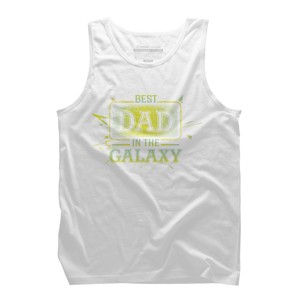 Men's Design By Humans Best Dad In Galaxy Badge By AmusingDesignCo Tank Top - 1 of 2