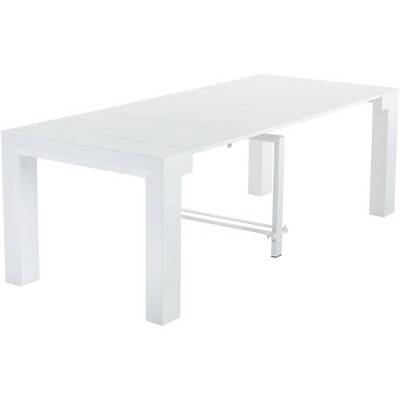 55 Downing Street Modern Distressed White 4-Leaf Extension Dining Table