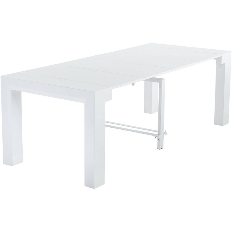 55 Downing Street Modern Wood Rectangular Extension Dining Table 90 1/2" x 37 1/2" Distressed White for Living Room Home House, 1 of 10