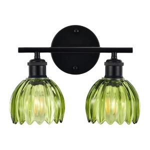 DAKAFUL Vintage Bathroom Vanity Light,with Textured Glass Shades,Vanity Fixture,Wall Sconce for Bathroom Mirror/Bedroom/Hallway - 1 of 4