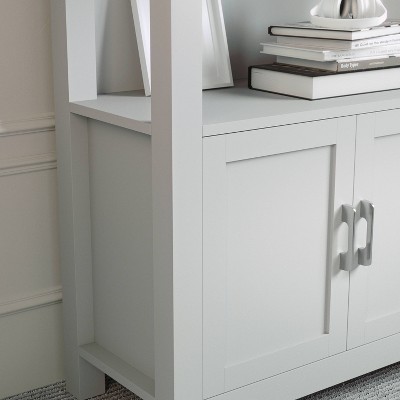 Martha Stewart 68" Gray Wood Shaker Bookcase with Storage Cabinet