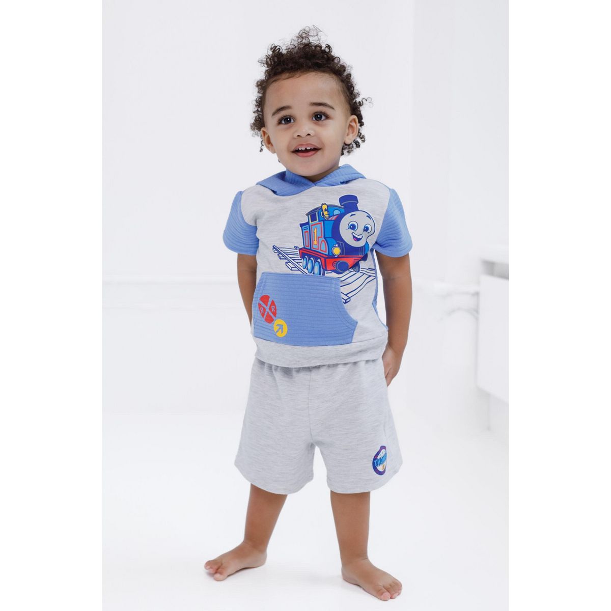 Thomas & Friends Pullover Hoodie Colorblock French Terry Shorts Outfit Set Little Kid - thumbnail 2