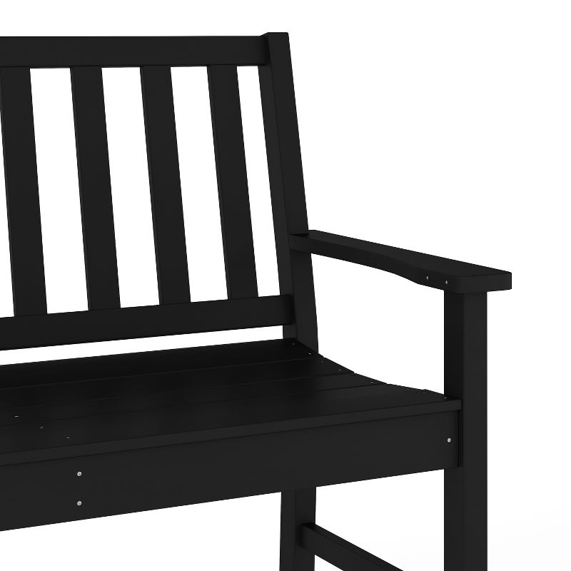 Flash Furniture Ellsworth Commercial Grade All Weather Indoor/Outdoor Recycled HDPE Bench with Contoured Seat, 5 of 10