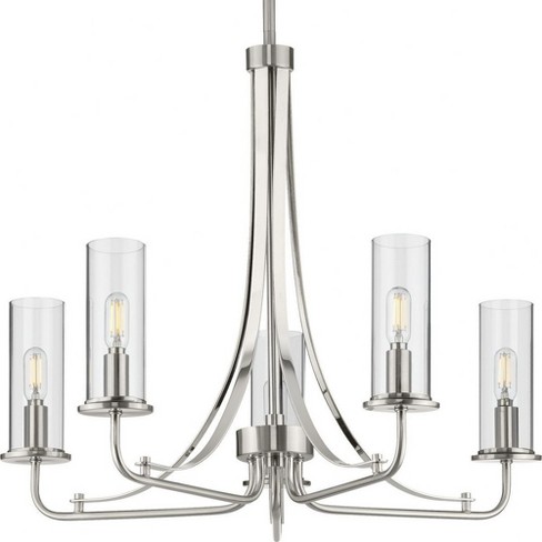 Progress Lighting Riley Collection 5-Light Chandelier, Brushed Nickel, Clear Glass Shades - image 1 of 4