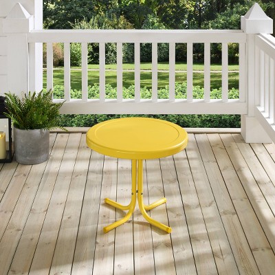 Bright Yellow Gloss Retro Metal Patio Side Table