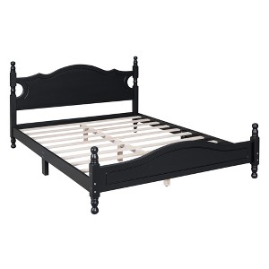 KWPZQEB Queen/Full Size Retro Platform Bed, Mid-Century Modern Bed Frame with Headboard & Wooden Slat Support, No Box Spring Needed, Easy Assembly - 1 of 4
