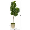 Nearly Natural 5.5-ft Fiddle leaf Fig Artificial Tree in Country White Planter - 2 of 4