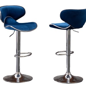 DSVIMOY Counter and Bar Stool Velvet Upholstered Adjustable Swivel Set of 2 for Modern Living, Blue, 24"*18"*13.2" - 1 of 4