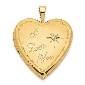 Black Bow Jewelry 20mm I Love You Diamond Heart Locket in 14k Yellow Gold - 1 of 4