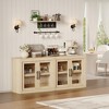 70.8" Sideboard Buffet Cabinet, Mid Century Modern Accent Cabinet with 4 Doors, Wood Coffee Bar Media Console Credenza for Kitchen, Brown - 3 of 4