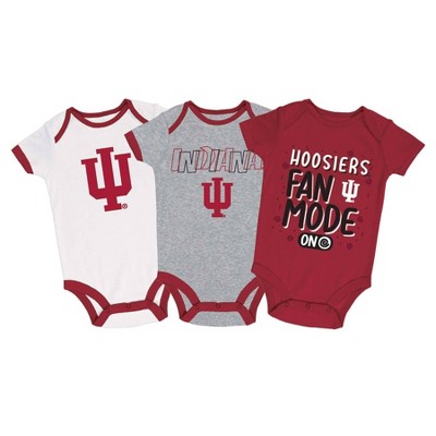 Image of NCAA Indiana Hoosiers Baby Boys' 3pk Fan Mode Bodysuit Set - 0-3M