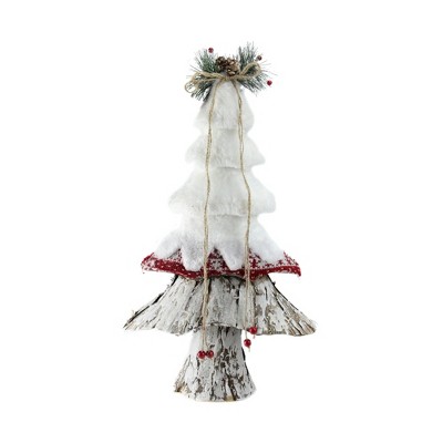 Northlight 18" White and Brown Rustic Christmas Tree Tabletop Decor