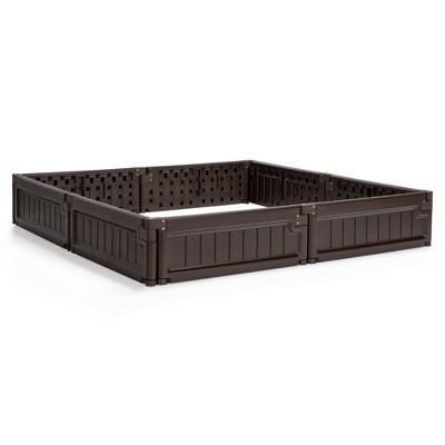 Tangkula 2PCS 4 x 4 ft Raised Garden Bed Set Planter Box for Vegetable Flower Gardening