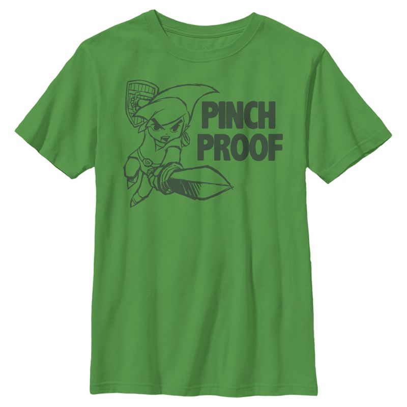 Boy's Nintendo Legend of Zelda St. Patrick's Day Link Pinch Proof T-Shirt, 1 of 5