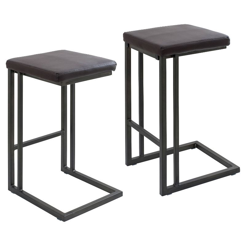 Set of 2 25&#34; Roman Industrial Counter Height Barstool Espresso - LumiSource, 1 of 9