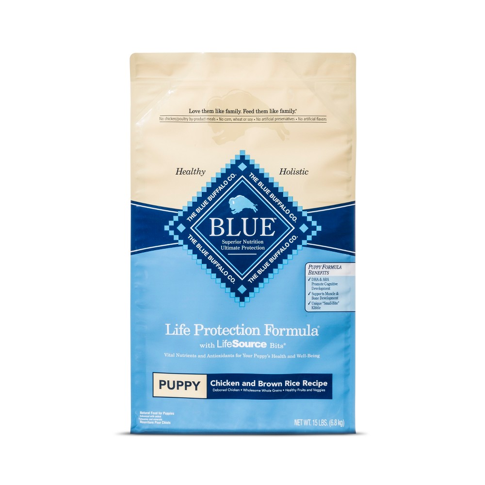 Best by 10/02/ 2023)Blue Buffalo Puppy Chicken & Brown Rice Dry Dog Food - 15lb