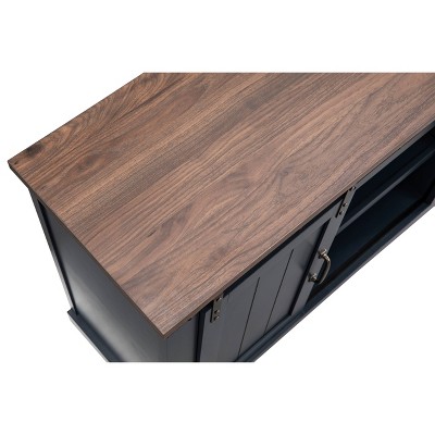 Navy 59'' Engineered Wood TV Stand with Sliding Barn Door