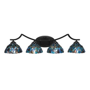 Toltec Lighting Zilo 4 - Light Vanity in  Matte Black with 7" Blue Mosaic Art Glass Shade - 1 of 1