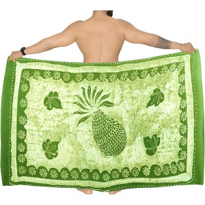 LA LEELA Men's Pareo Regular Holiday Dashiki Summer Sarong Long Shower Beach Wrap for Men One Size Parakeet, Pineapple - 1 of 4