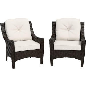 EAGLE PEAK Azure Bay Set of 2 Outdoor Wicker Patio Chairs, Weather Resistant Rattan Furniture, Deep Seats - 1 of 4