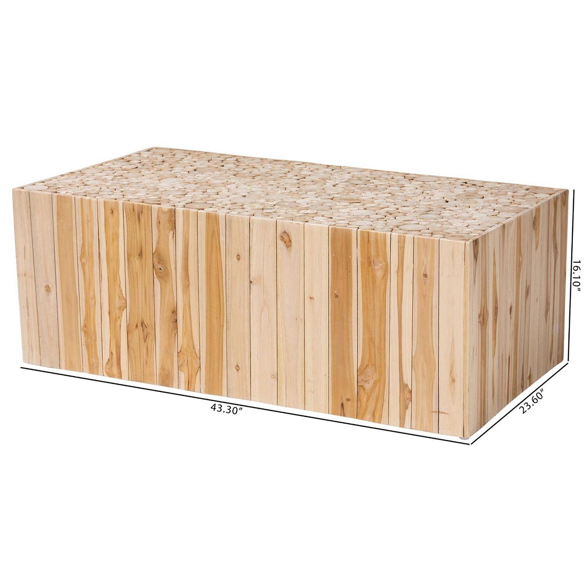 bali & pari Grayson Teak Wood Coffee Table with Unique Repurposed Wood Logs Natural - thumbnail 10