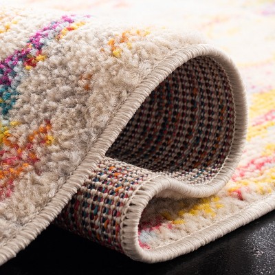 Beige and Yellow Synthetic Flat Woven Square Rug