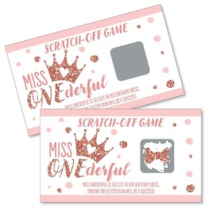 Big Dot of Happiness 1st Birthday Little Miss Onederful - Girl First Birthday Party Game Scratch Off Cards - 22 Count - 1 of 4