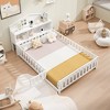 55.79"Full-size Floor Beds with Bookcases and Blackboards, Versatile Platform Beds with Guard rails,White - 3 of 4
