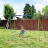 DSVIMOY Swing Set with Glider, Two Swing Seats and Adjustable Height, Outdoor A-Frame Suitable for Playground, Backyard, Green, 110.3"*55"*70" - 4 of 4