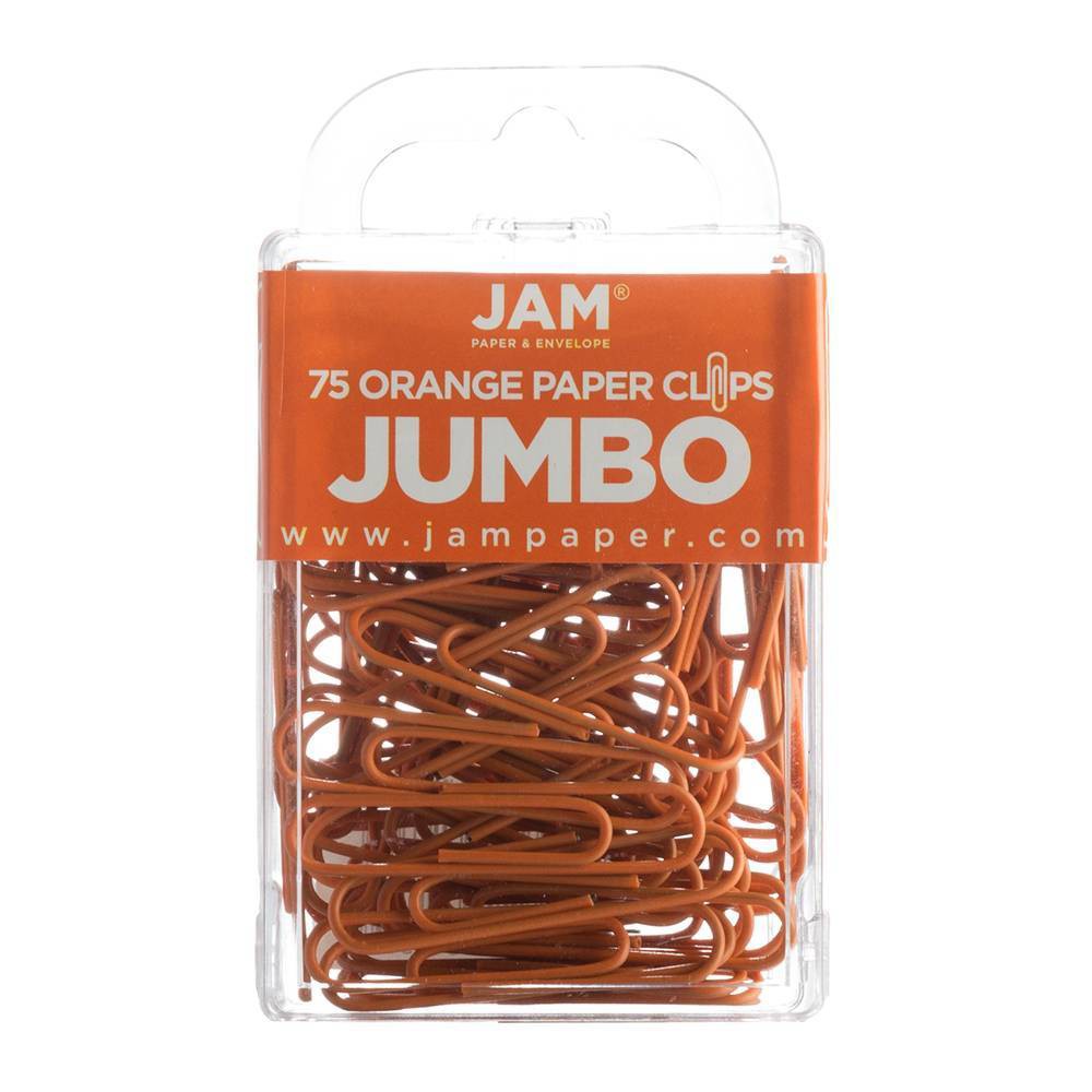JAM Paper 2" 75pk Colorful Jumbo Paper Clips - Large - Orange: Stationery & Office Supplies, Plastic, Clips & Fasteners