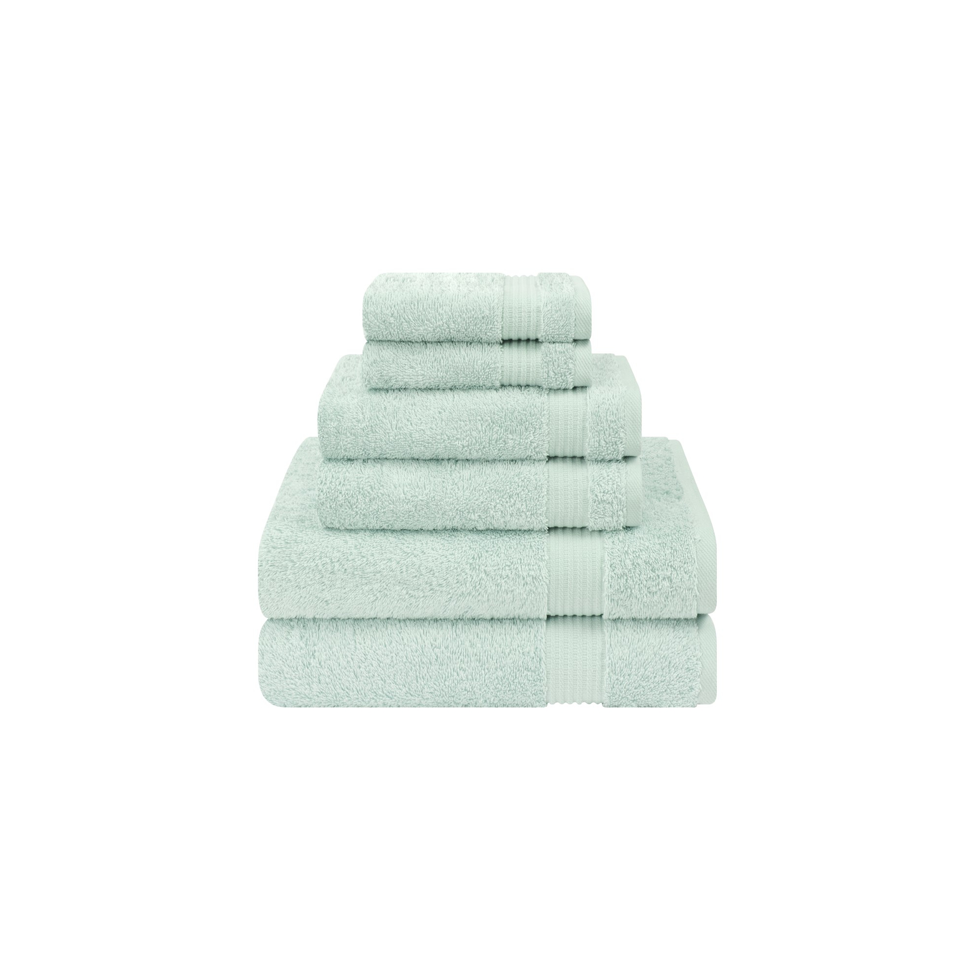 American Soft Linen Bekos 6 Piece Towel Set, 100% Cotton Bath Towel Set for Bathroom, Mint