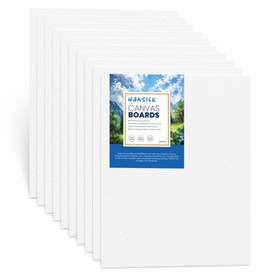 HANSILK Canvases for Painting, Canvas Panels 8x10 inch, Pack of 10, 100% Cotton Acid-Free, Art Boards for Oil & Acrylic Painting