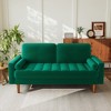 Vipbear 67" Sofa Velvet Loveseat Couch Mid Century Modern Sofa Couch with Solid Wood Legs - 2 of 4
