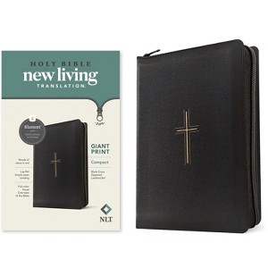 NLT Compact Giant Print Zipper Bible, Filament Enabled (Leatherlike, Black Cross, Red Letter) - (Leather Bound) - 1 of 1