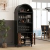 PDTEND 71" Farmhouse Arched Bar Cabinet with Wine Rack & Glass Holder, for Living Room & Dining Room - 2 of 4