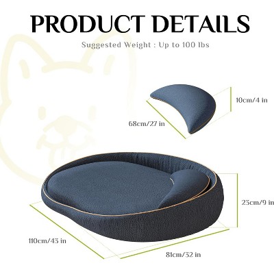Orthopedic Dog Bed - Extra Large High-Density Foam Pet Bed with Pillows