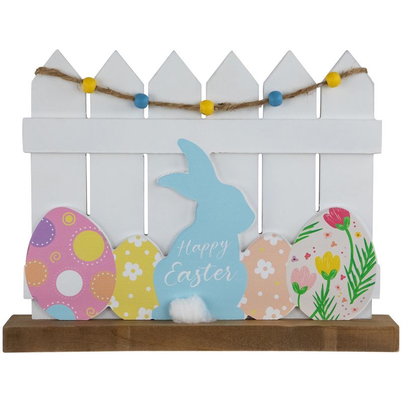 Northlight Happy Easter Bunny with Picket Fence Decoration - 11.75", 1 of 8
