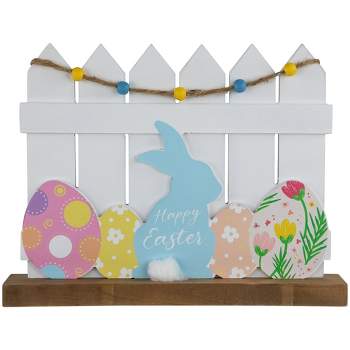Northlight Happy Easter Bunny with Picket Fence Decoration - 11.75"