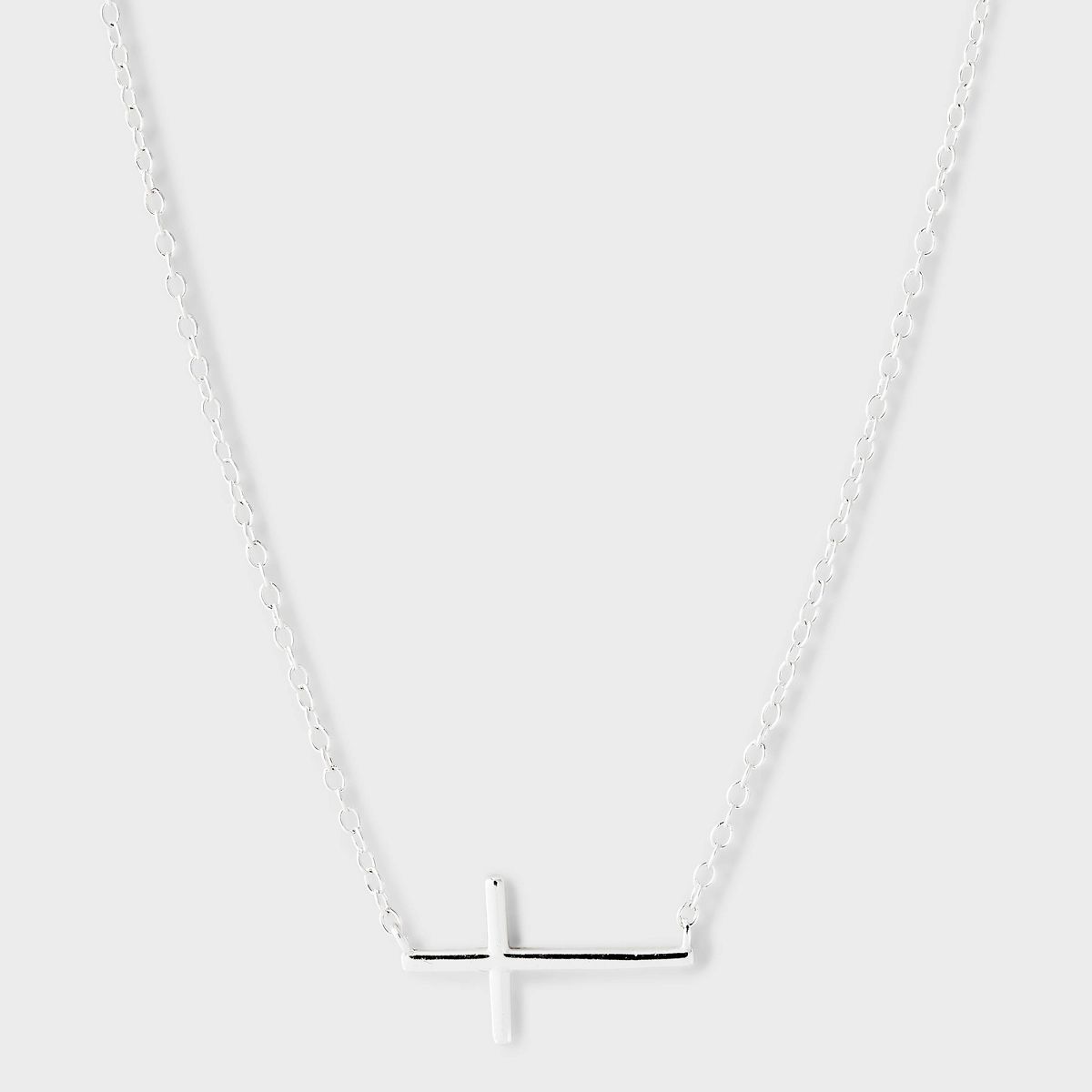 Sterling Silver Horizontal Stationed Cross Necklace - A New Day™