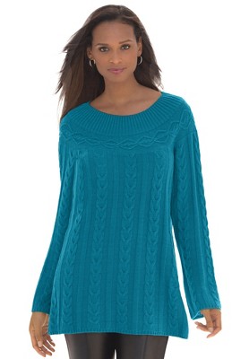 Jessica London Women's Plus Size Cable Sweater Tunic