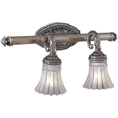 Minka Lavery Vintage Wall Light Sconce Brushed Nickel Hardwired 18 3/4" 2-Light Fixture Etched Clear Glass for Bedroom Bathroom
