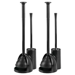 mDesign Compact Plastic Toilet Bowl Brush and Plunger Combo, 2 Pack