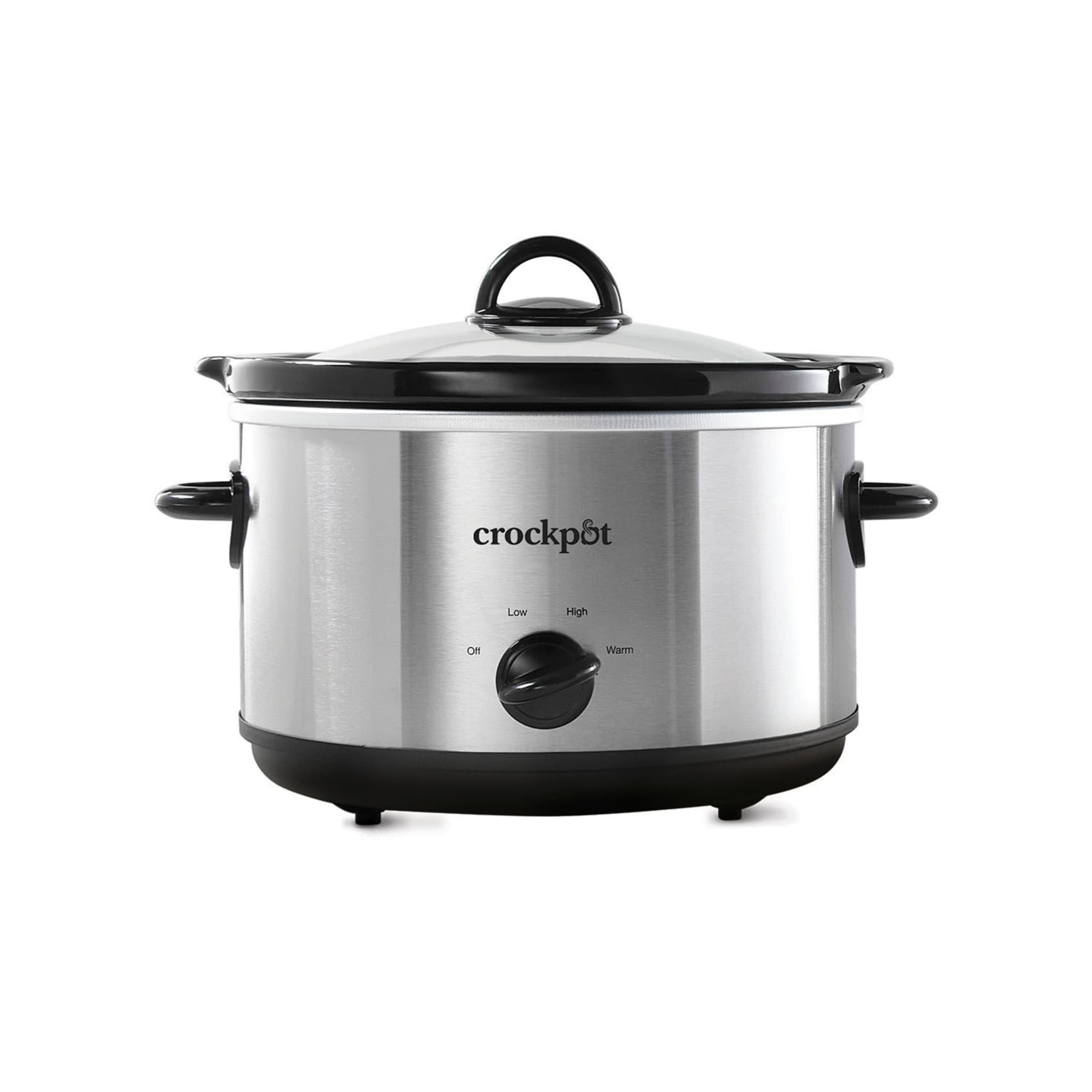 Crock-Pot 4.5qt Slow Cooker Silver: Ceramic, Glass, Stainless Steel, 3 Settings, Stay-Cool Handles, Dishwasher-Safe