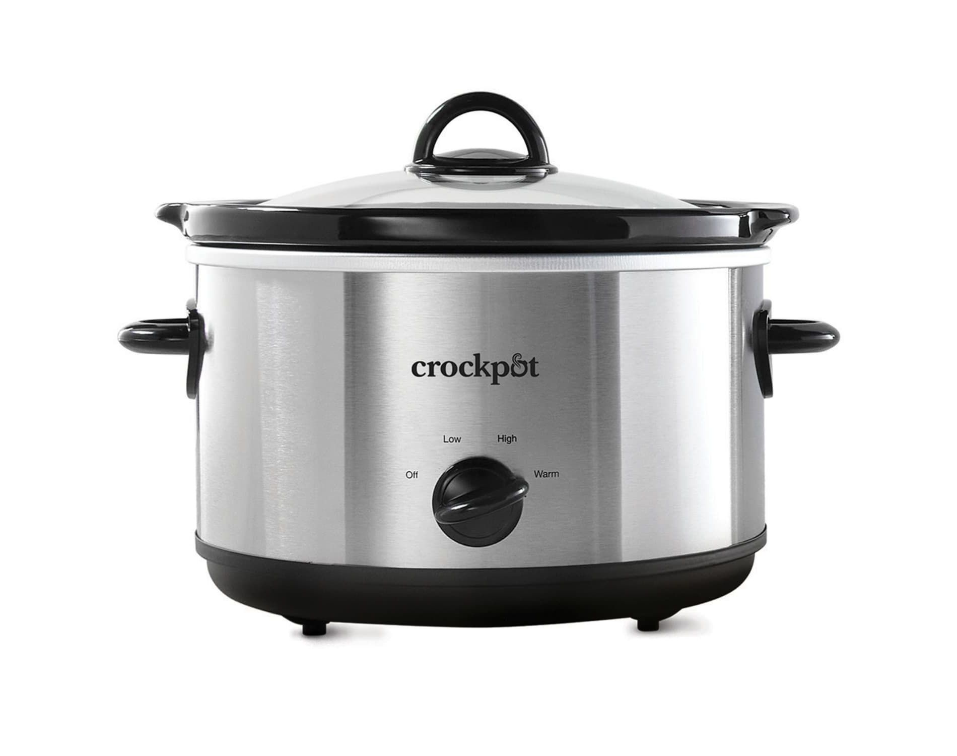 Crock-Pot 4.5qt Slow Cooker Silver: Ceramic, Glass, Stainless Steel, 3 Settings, Stay-Cool Handles, Dishwasher-Safe