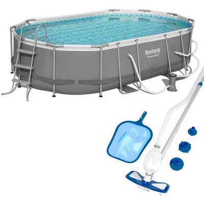 Bestway Power 16ft x 10ft x 42in Above Ground Pool Set w/ Pump & Maintenance Kit