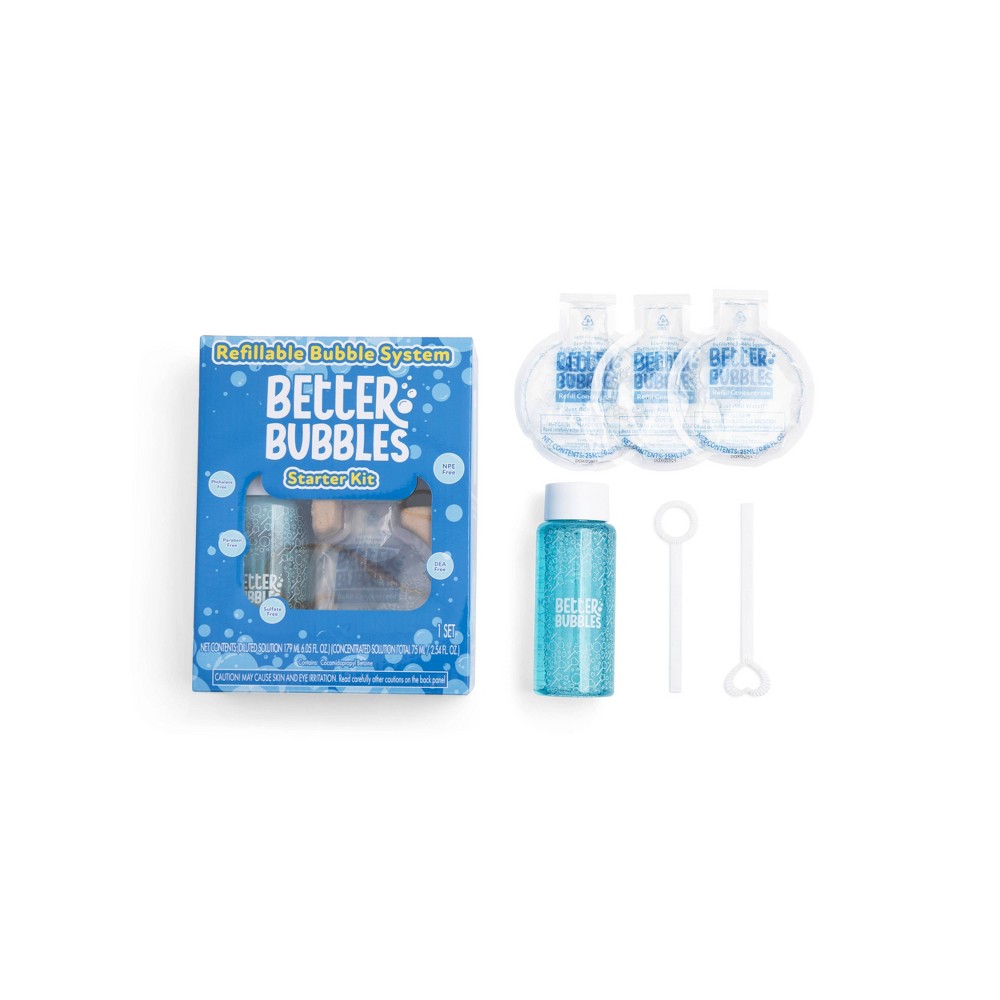 Better Bubbles Starter Kit with 3pk Prefilled Bottle Refill Concentrate & 2pc Wands