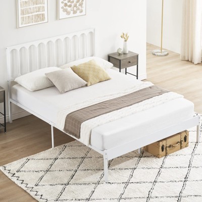 14 inch Full Size Bed Frame Metal Platform Mattress Foundation with Headboard
