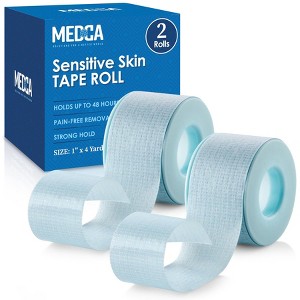 MEDca Sensitive Skin Low Trauma Tape - Blue 1" x 4 yd Rolls, Gentle First Aid Tape for Wounds, Minimal Hair Pulling, Lash Extension Use - 1 of 4