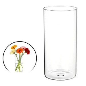 Unique Bargains Glass Bouquet Floating Candle Decorative Cylinder Vase Clear - 1 of 4