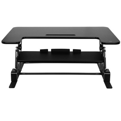 Black 36-Inch Height Adjustable Sit-Stand Desk Converter with Keyboard Tray